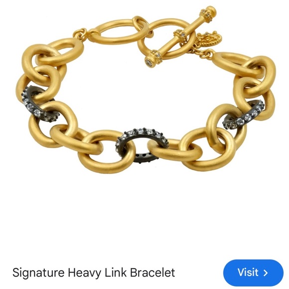 Frieda Rothman Jewelry - Frieda Rothman Heavy Link Gold and Black Reverse Bracelet with Pavé Accents